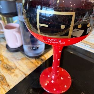 Festive Red Merry Christmas Wine Glass